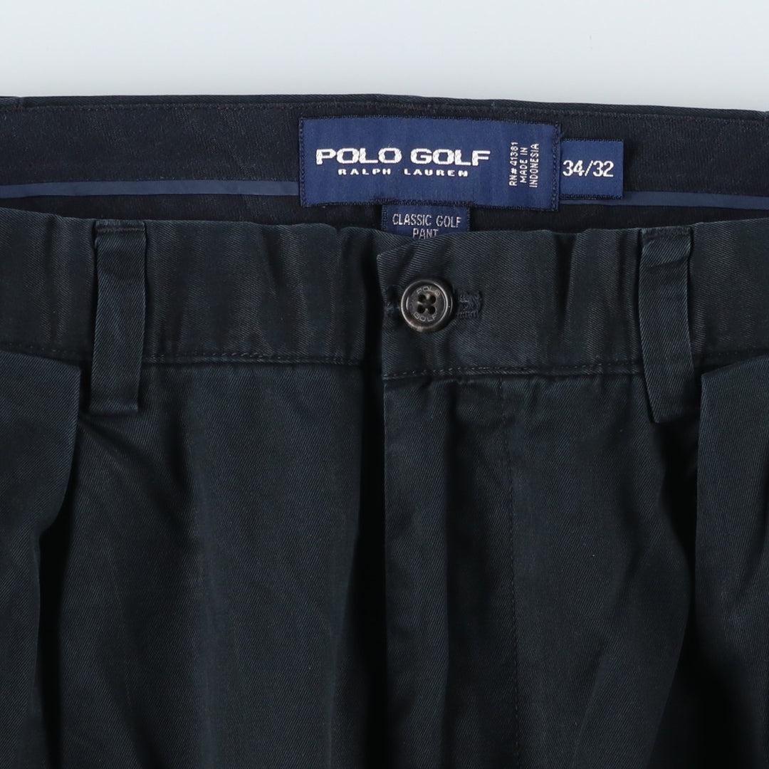 Ralph Lauren POLO GOLF Classic Golf Pant, two-pleat chino pants, men's size W34. cotton black type Vintage Second Hand