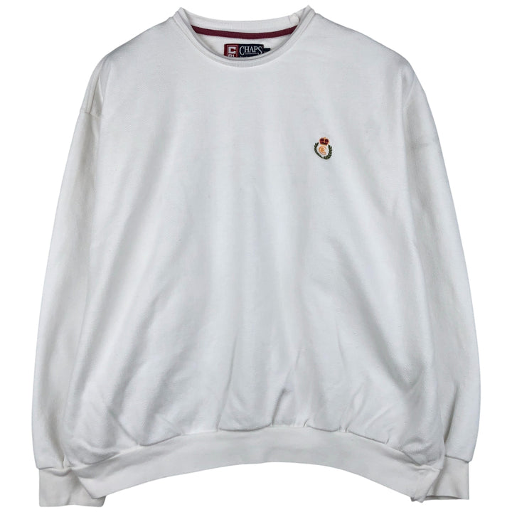 Ralph Lauren CHAPS Herringbone One-Point Logo Sweatshirt, Men's XL cotton pale white type Vintage Second Hand