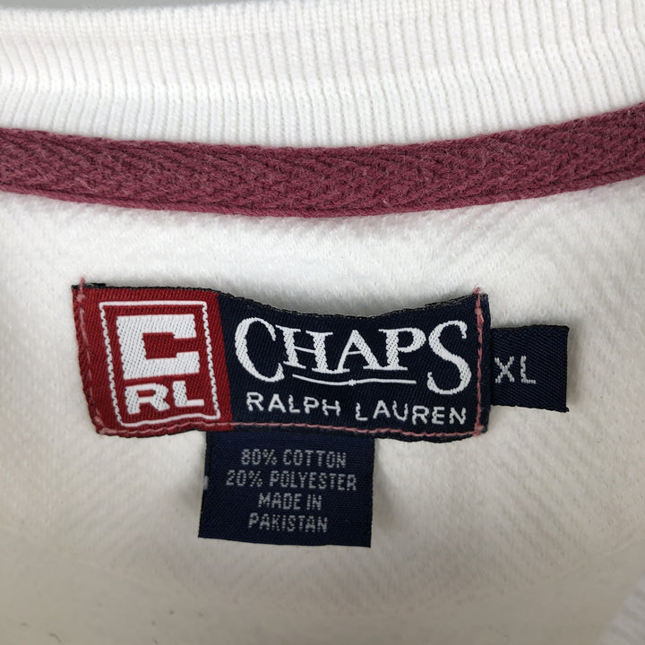 Ralph Lauren CHAPS Herringbone One-Point Logo Sweatshirt, Men's XL cotton pale white type Vintage Second Hand