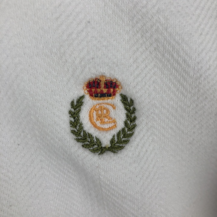 Ralph Lauren CHAPS Herringbone One-Point Logo Sweatshirt, Men's XL cotton pale white type Vintage Second Hand