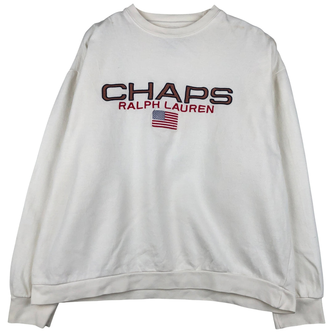 Ralph Lauren CHAPS Stars and Stripes Logo Sweatshirt, Men's Size L cotton white type Vintage Second Hand
