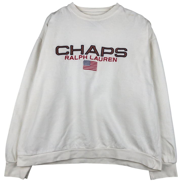 Ralph Lauren CHAPS Stars and Stripes Logo Sweatshirt, Men's Size L cotton white type Vintage Second Hand
