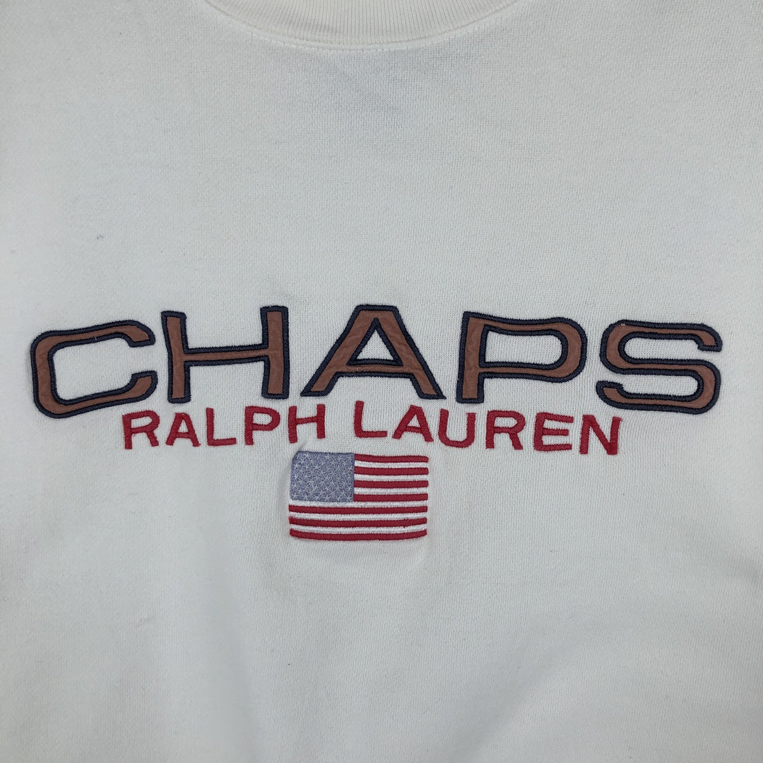 Ralph Lauren CHAPS Stars and Stripes Logo Sweatshirt, Men's Size L cotton white type Vintage Second Hand