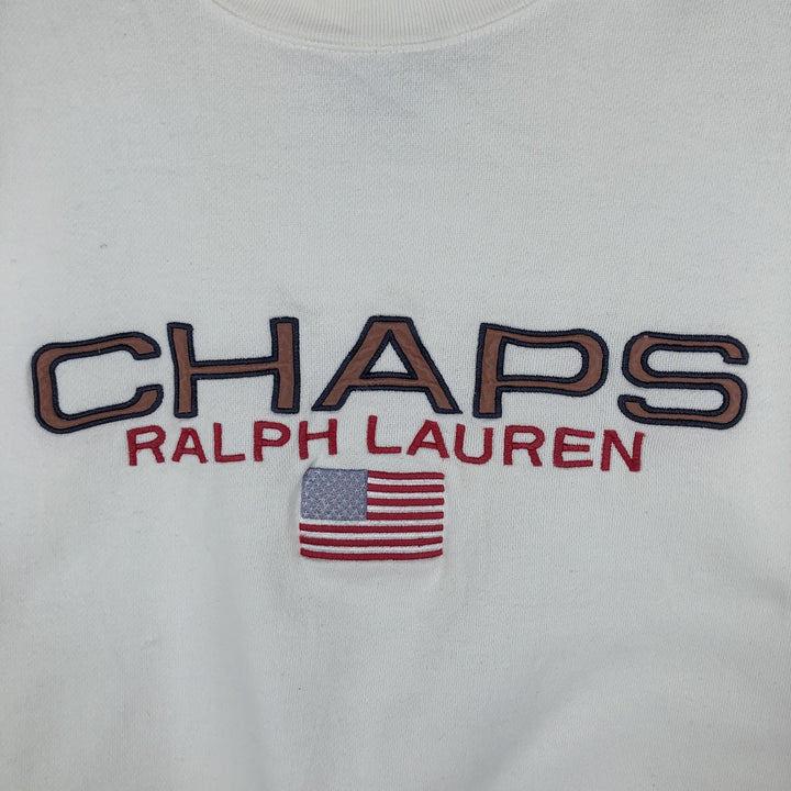Ralph Lauren CHAPS Stars and Stripes Logo Sweatshirt, Men's Size L cotton white type Vintage Second Hand