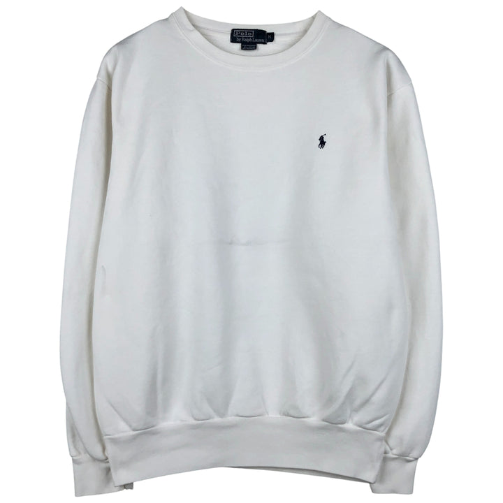 Ralph Lauren POLO by Ralph Lauren One Point Logo Sweatshirt Trainer Men's M size cotton white type Vintage Second Hand