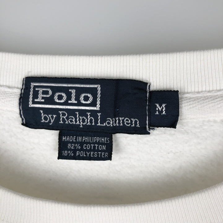 Ralph Lauren POLO by Ralph Lauren One Point Logo Sweatshirt Trainer Men's M size cotton white type Vintage Second Hand