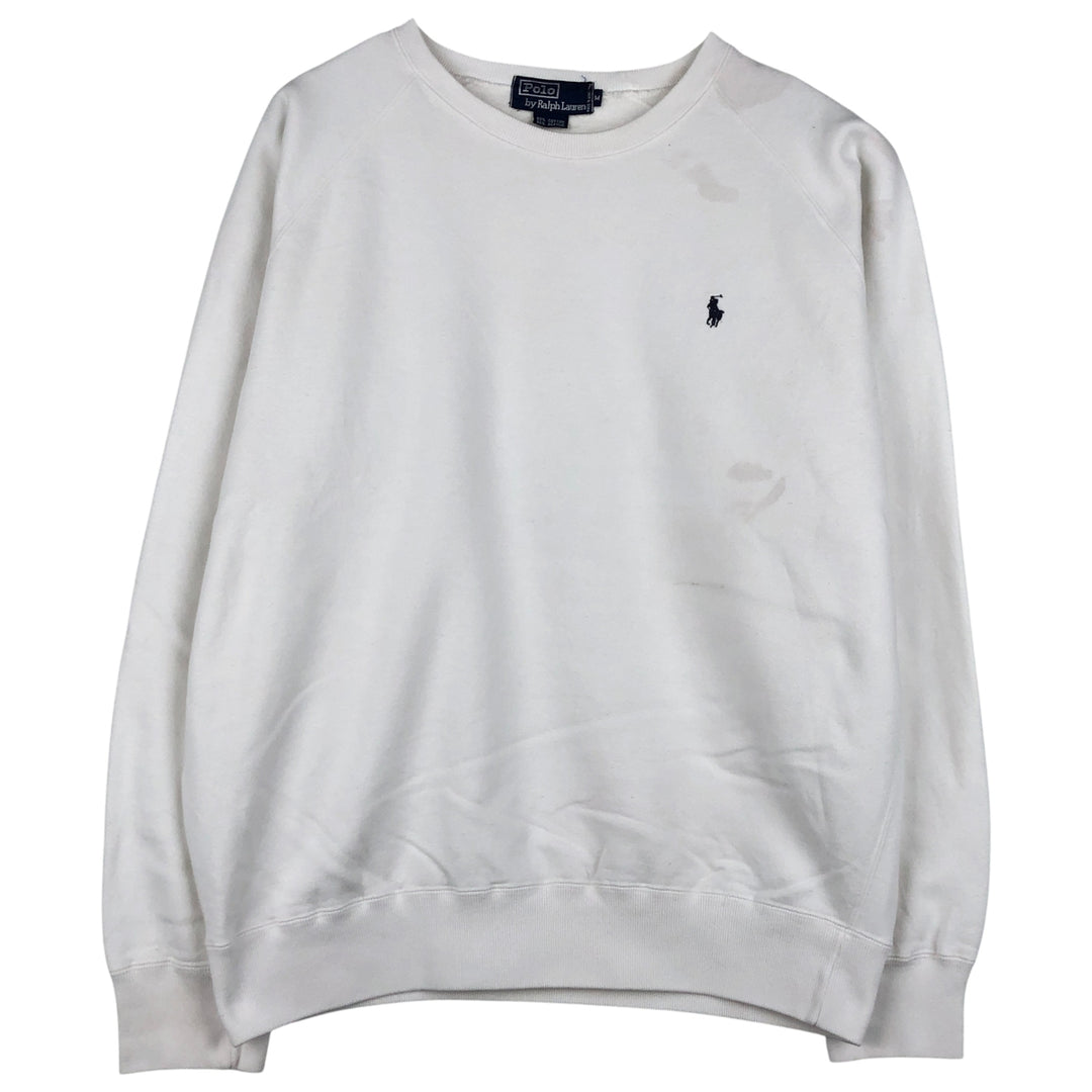 Ralph Lauren POLO by Ralph Lauren One Point Logo Sweatshirt Trainer Men's M size cotton white type Vintage Second Hand