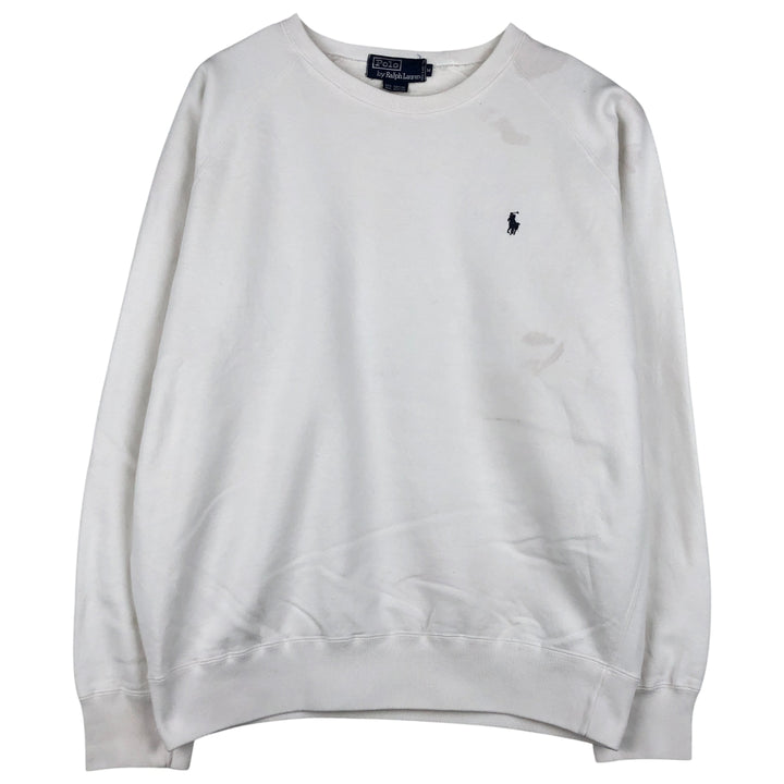 Ralph Lauren POLO by Ralph Lauren One Point Logo Sweatshirt Trainer Men's M size cotton white type Vintage Second Hand