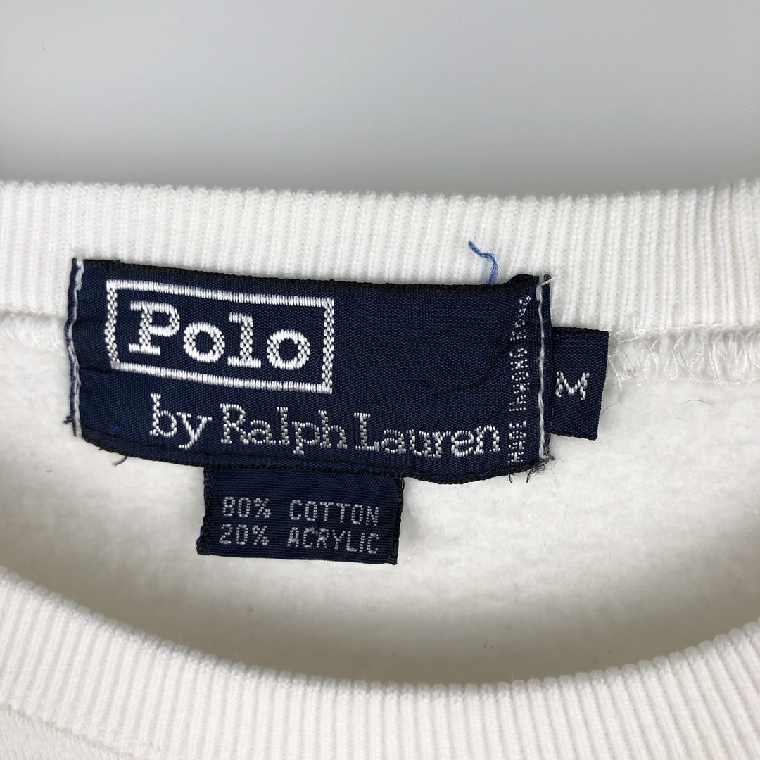Ralph Lauren POLO by Ralph Lauren One Point Logo Sweatshirt Trainer Men's M size cotton white type Vintage Second Hand