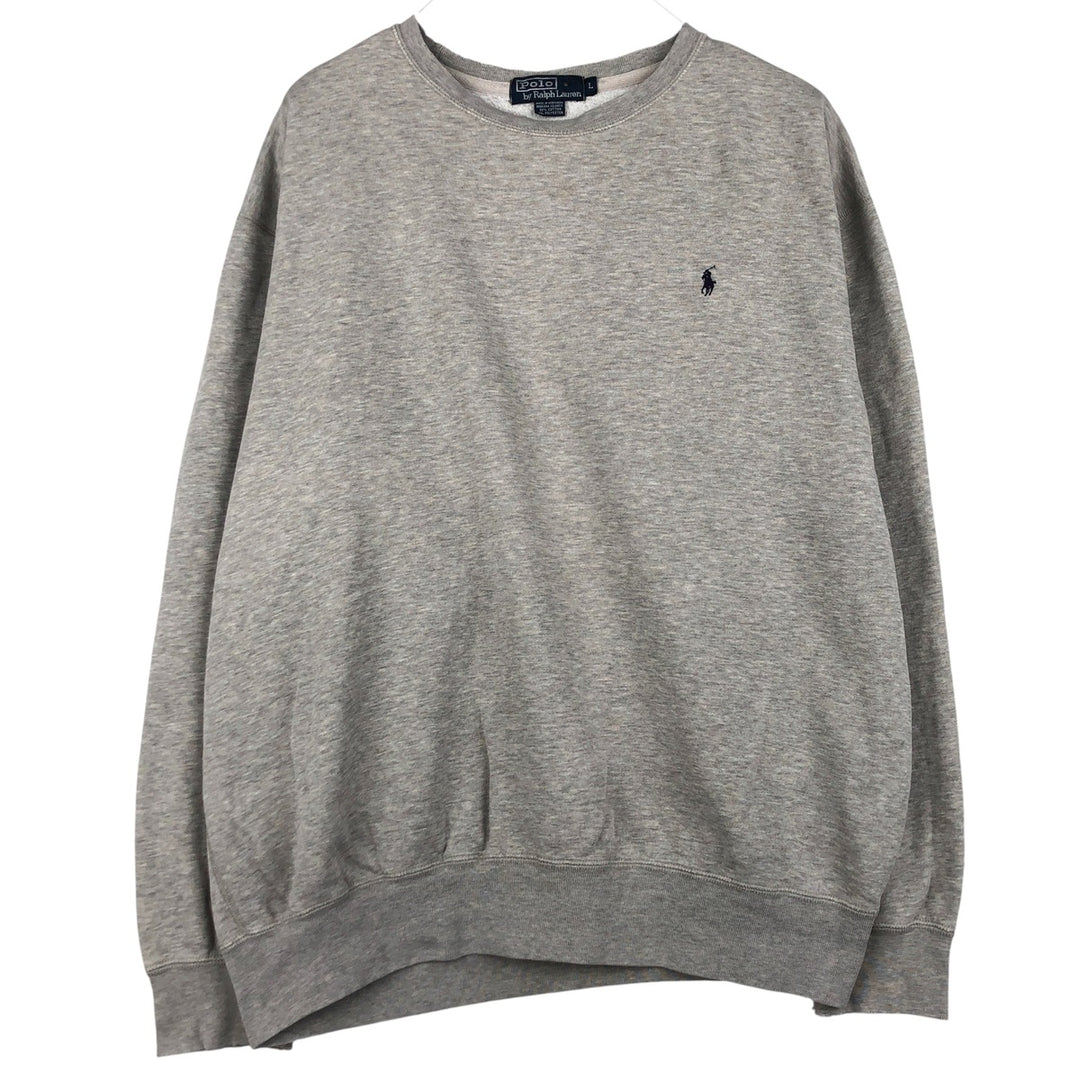 Ralph Lauren POLO by Ralph Lauren One Point Logo Sweatshirt Trainer Men's L size cotton gray type Vintage Second Hand