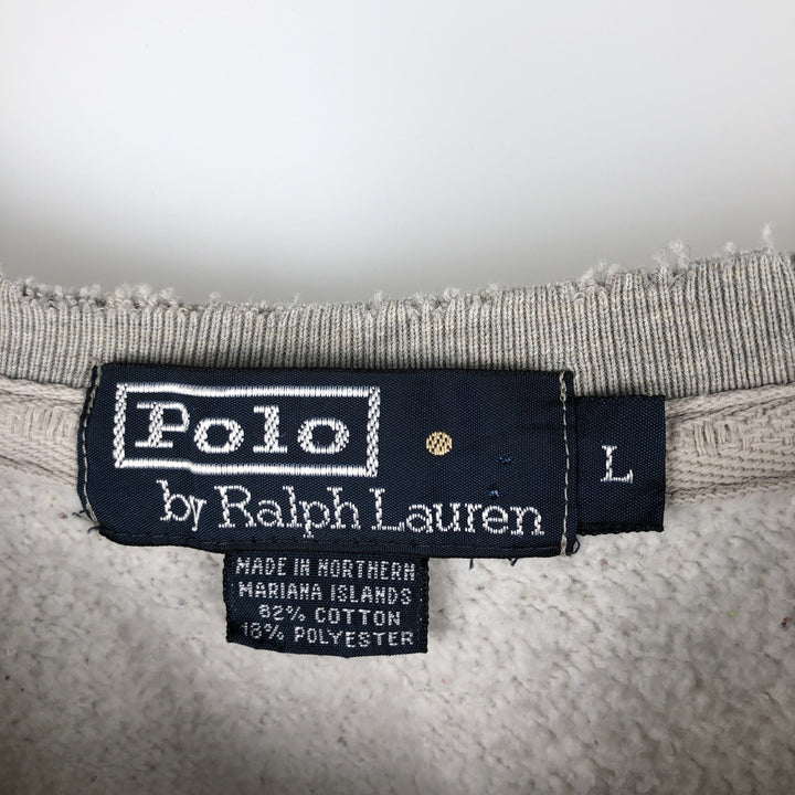 Ralph Lauren POLO by Ralph Lauren One Point Logo Sweatshirt Trainer Men's L size cotton gray type Vintage Second Hand
