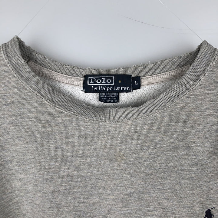 Ralph Lauren POLO by Ralph Lauren One Point Logo Sweatshirt Trainer Men's L size cotton gray type Vintage Second Hand