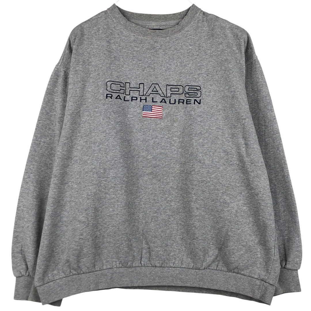 Ralph Lauren CHAPS Stars and Stripes Logo Sweatshirt, Men's Size L cotton gray type Vintage Second Hand