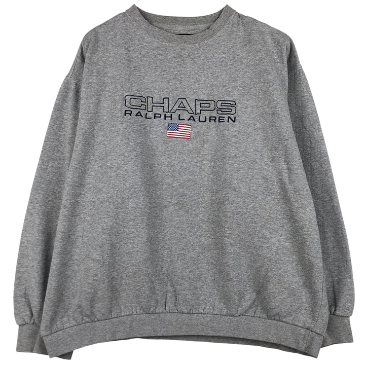 Ralph Lauren CHAPS Stars and Stripes Logo Sweatshirt, Men's Size L cotton gray type Vintage Second Hand