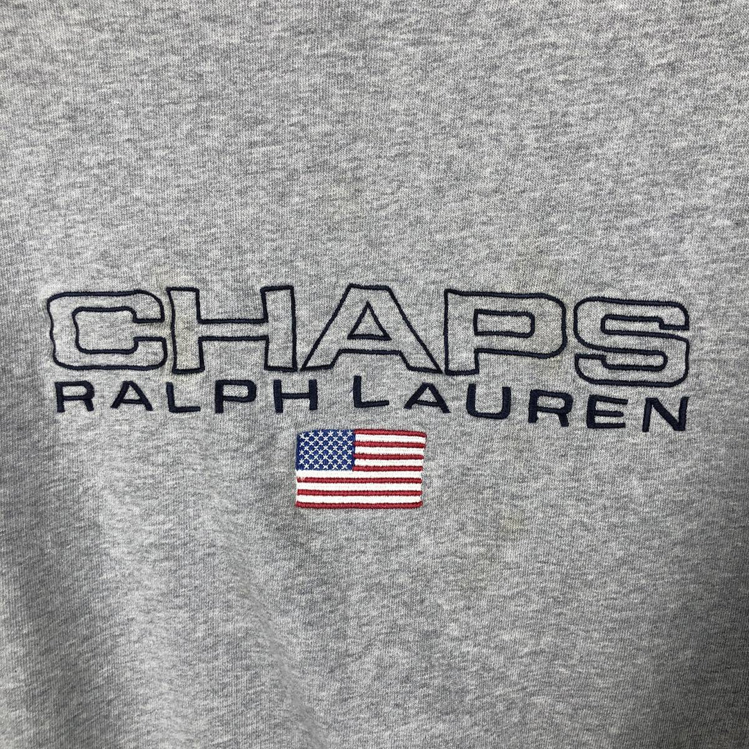 Ralph Lauren CHAPS Stars and Stripes Logo Sweatshirt, Men's Size L cotton gray type Vintage Second Hand