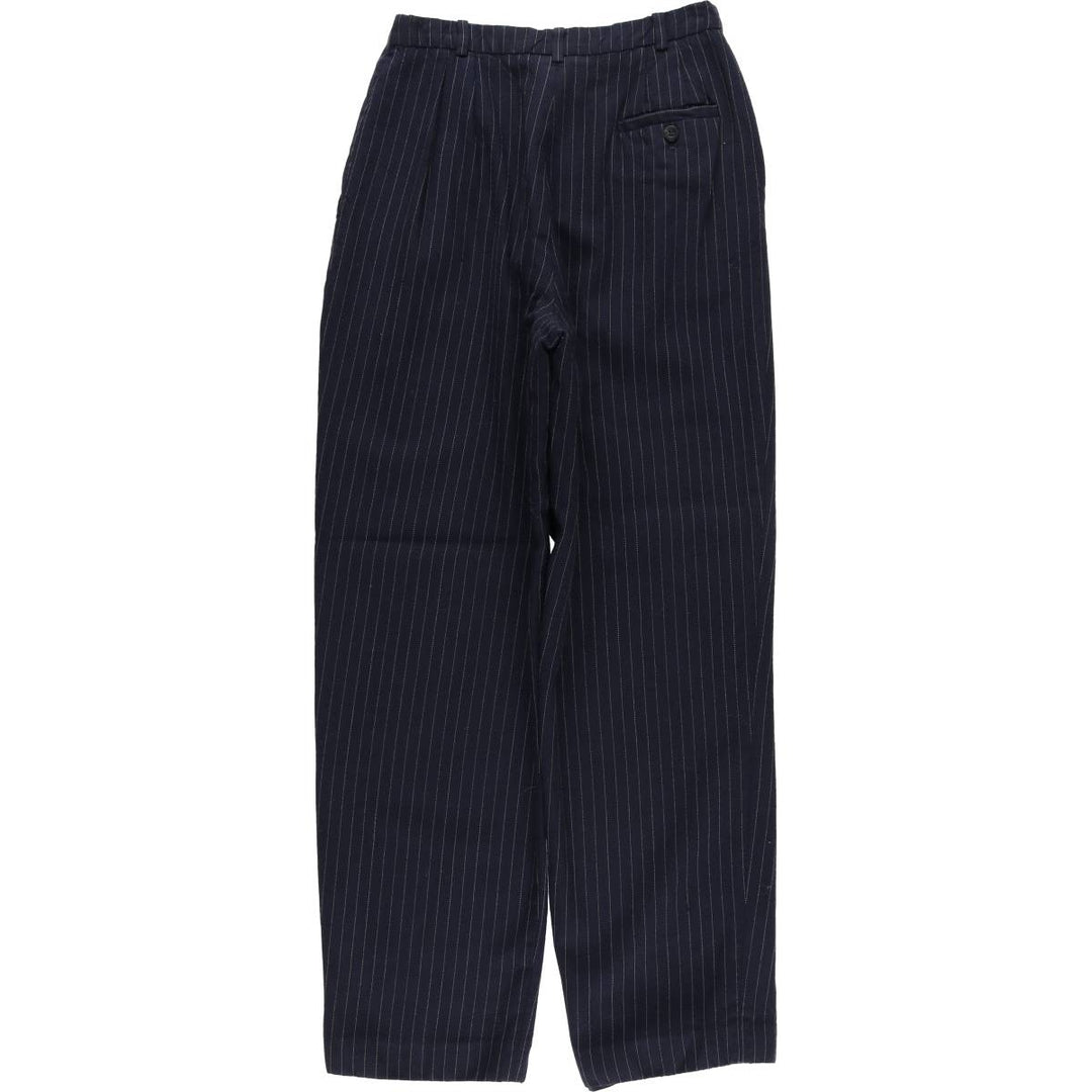 Liz Claiborne Collection Stripe Pattern Two-Pleated Wool Slacks, Women's Size M (W26) wool navy blue type Vintage Second Hand