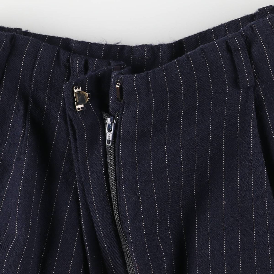 Liz Claiborne Collection Stripe Pattern Two-Pleated Wool Slacks, Women's Size M (W26) wool navy blue type Vintage Second Hand