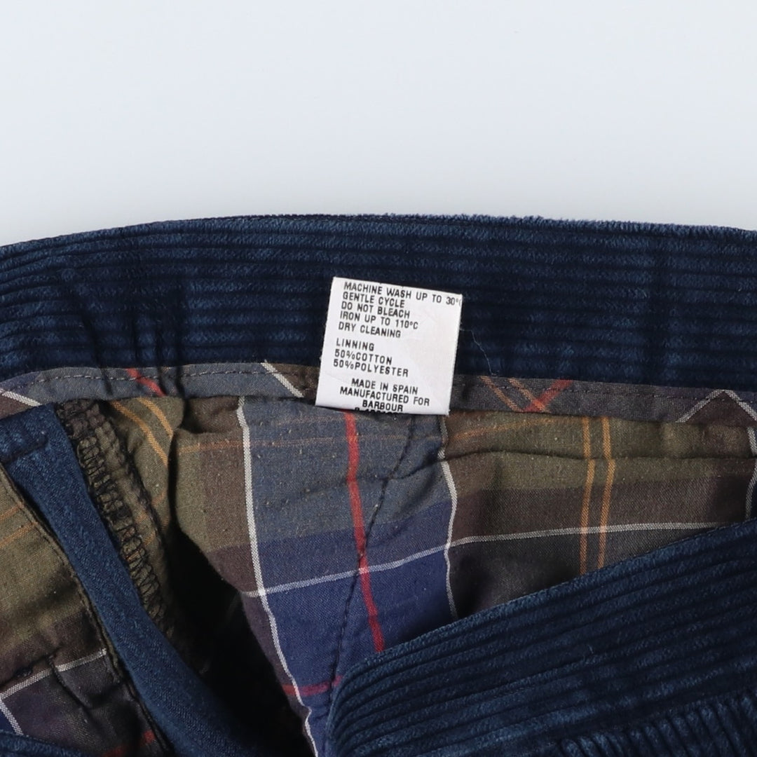 Barbour The Trouser Collection One-Tuck Corduroy Pants, Made in Spain, Men's Size 36 cotton navy blue type Vintage Second Hand