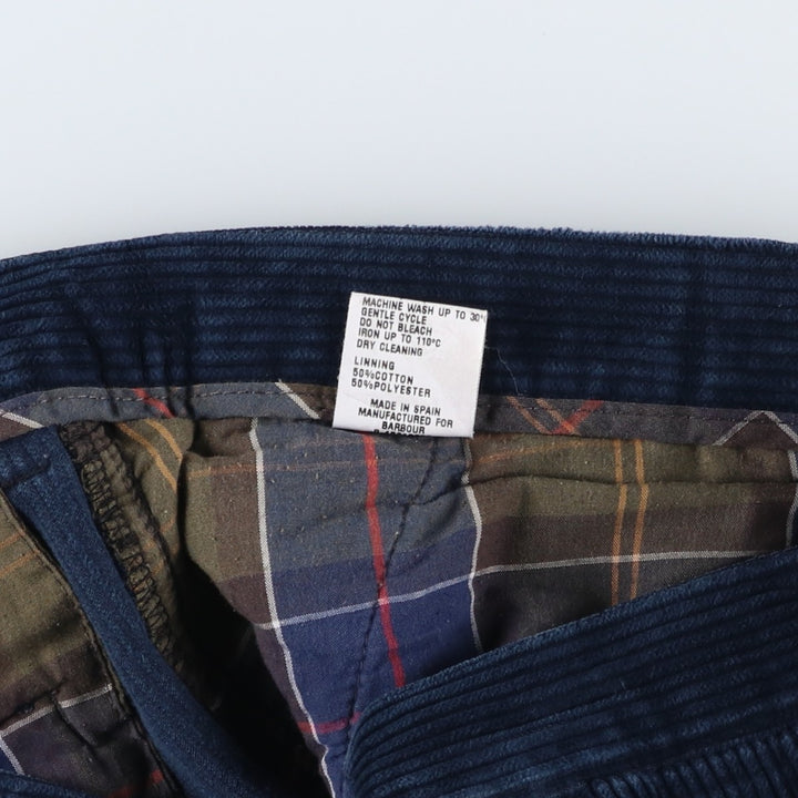 Barbour The Trouser Collection One-Tuck Corduroy Pants, Made in Spain, Men's Size 36 cotton navy blue type Vintage Second Hand