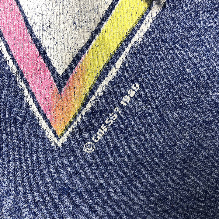 Vintage 1980'S Guess logo sweatshirt, made in the USA, size M, men's polyester navy blue type Vintage Second Hand