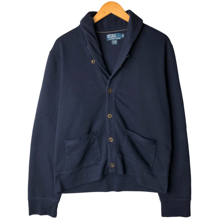 POLO by Ralph Lauren shawl collar sweatshirt/cardigan, size M, men's cotton navy blue type Vintage Second Hand