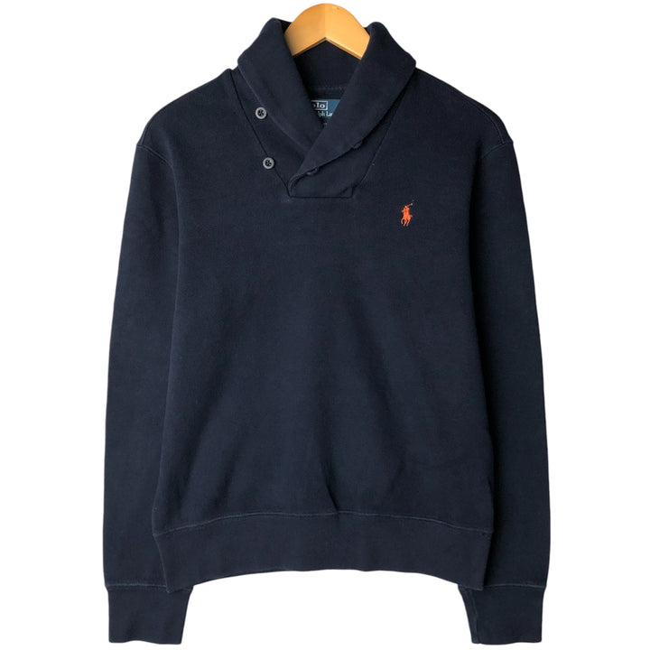 POLO by Ralph Lauren shawl collar one-point logo sweatshirt, men's M size cotton navy blue type Vintage Second Hand