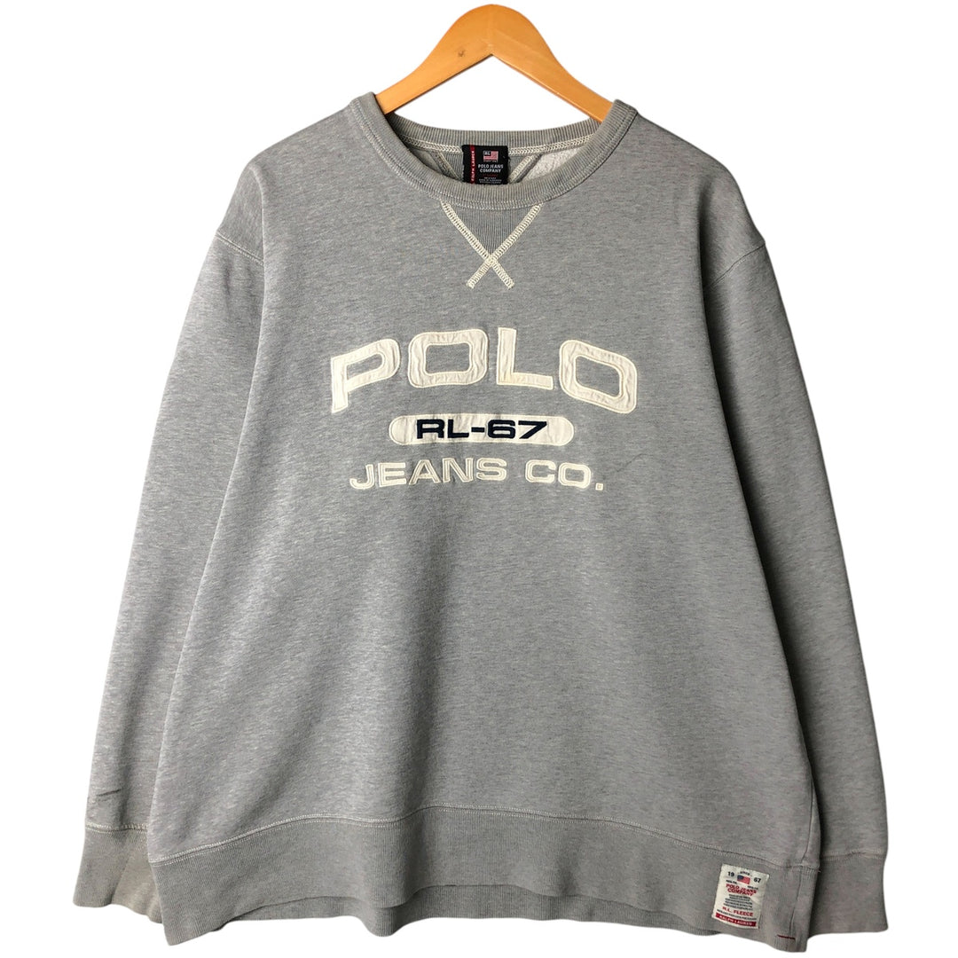 2000'S Ralph Lauren POLO JEANS COMPANY logo sweatshirt, men's size XL cotton gray type Vintage Second Hand