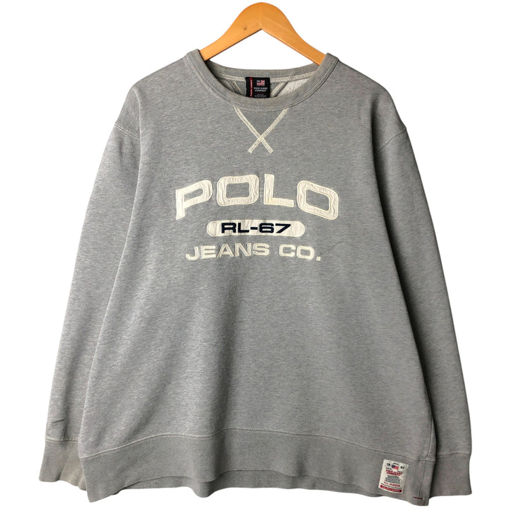 2000'S Ralph Lauren POLO JEANS COMPANY logo sweatshirt, men's size XL cotton gray type Vintage Second Hand