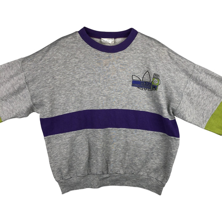 Vintage 80s-90'S Adidas logo sweatshirt, size M, men's polyester gray type Vintage Second Hand
