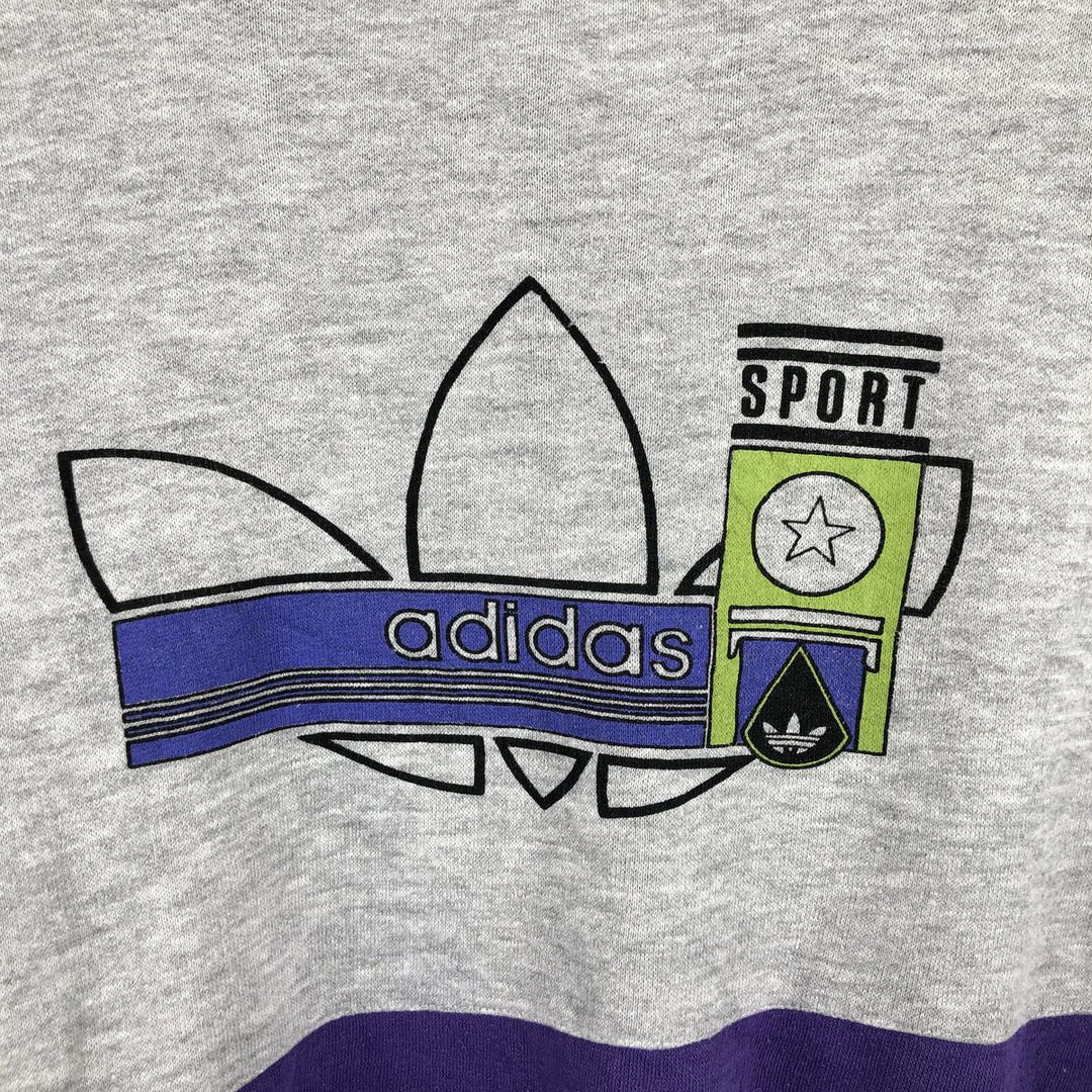 Vintage 80s-90'S Adidas logo sweatshirt, size M, men's polyester gray type Vintage Second Hand