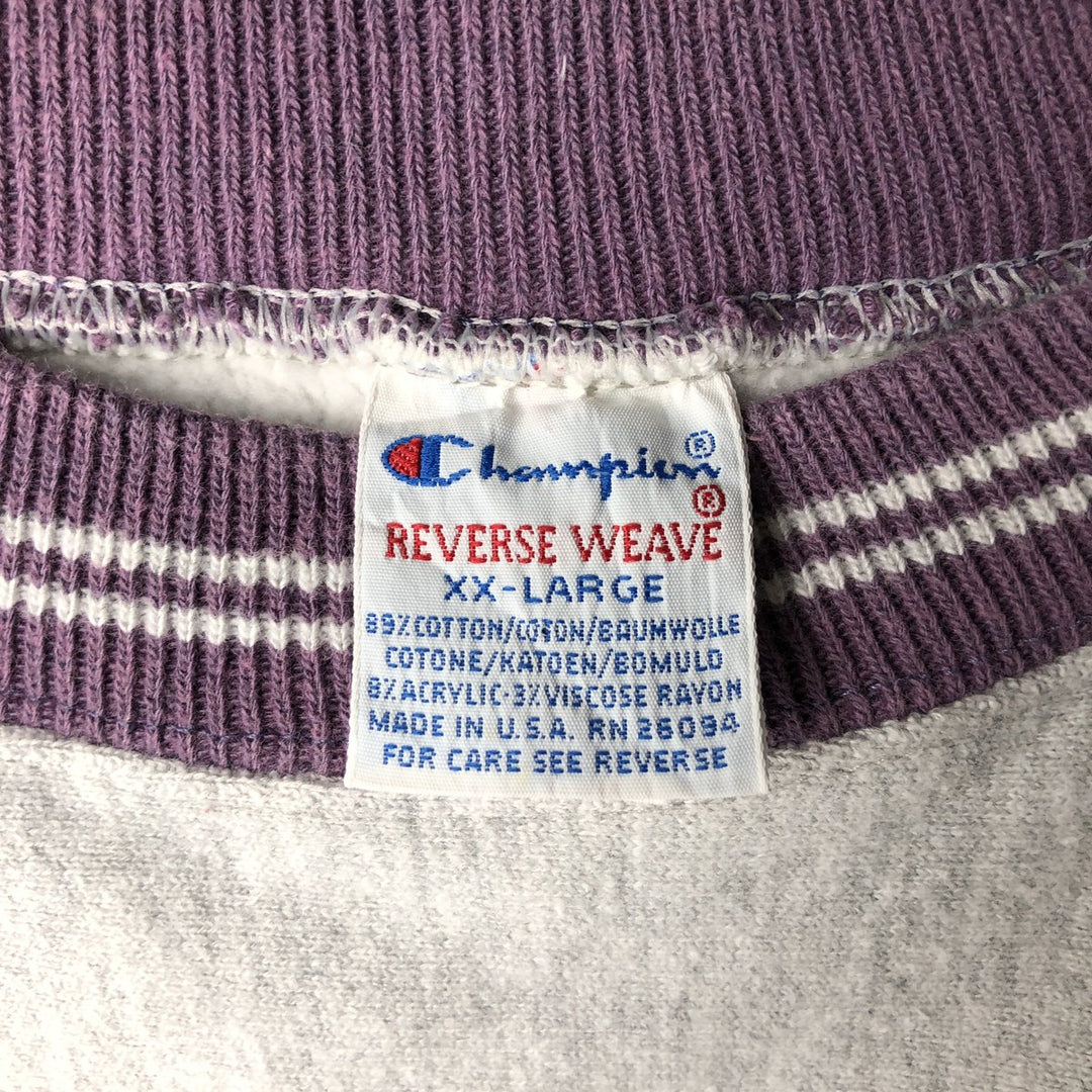 90'S Champion Reverse Weave Embroidered Tag Logo Sweatshirt Trainer Made in USA Men's XXL Vintage cotton gray type Vintage Second Hand