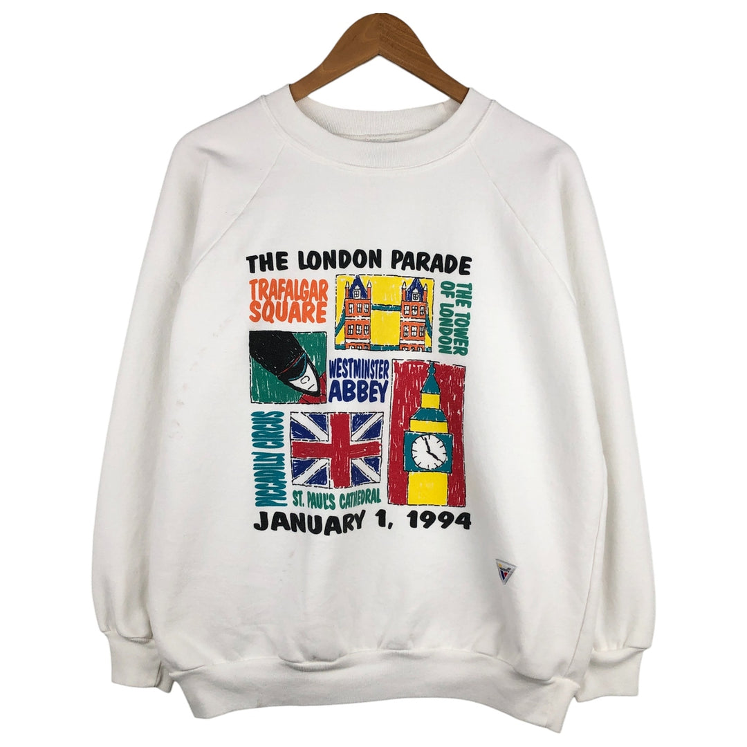 Vintage 90'S VARSITY printed sweatshirt, made in the USA, size L, men's unclear white type Vintage Second Hand