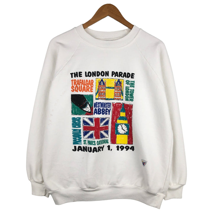 Vintage 90'S VARSITY printed sweatshirt, made in the USA, size L, men's unclear white type Vintage Second Hand