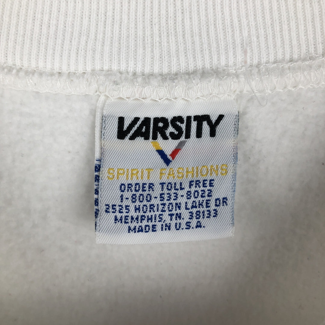 Vintage 90'S VARSITY printed sweatshirt, made in the USA, size L, men's unclear white type Vintage Second Hand