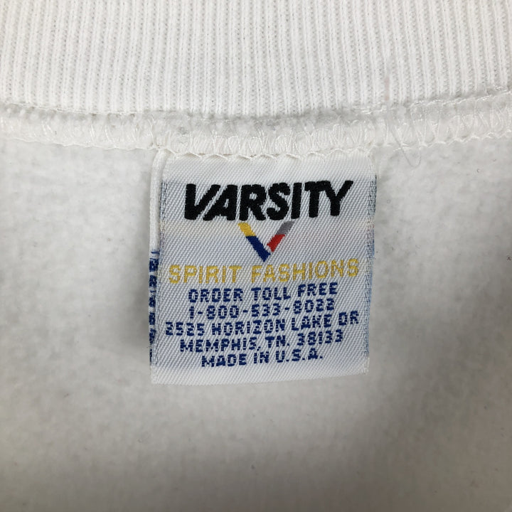 Vintage 90'S VARSITY printed sweatshirt, made in the USA, size L, men's unclear white type Vintage Second Hand