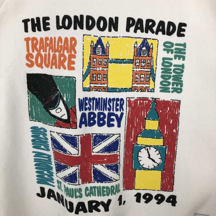 Vintage 90'S VARSITY printed sweatshirt, made in the USA, size L, men's unclear white type Vintage Second Hand