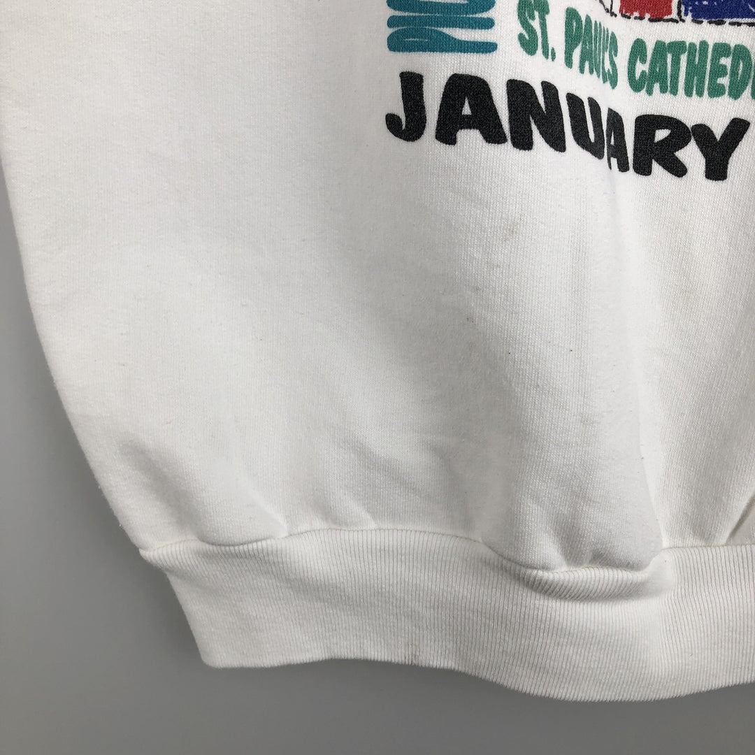 Vintage 90'S VARSITY printed sweatshirt, made in the USA, size L, men's unclear white type Vintage Second Hand