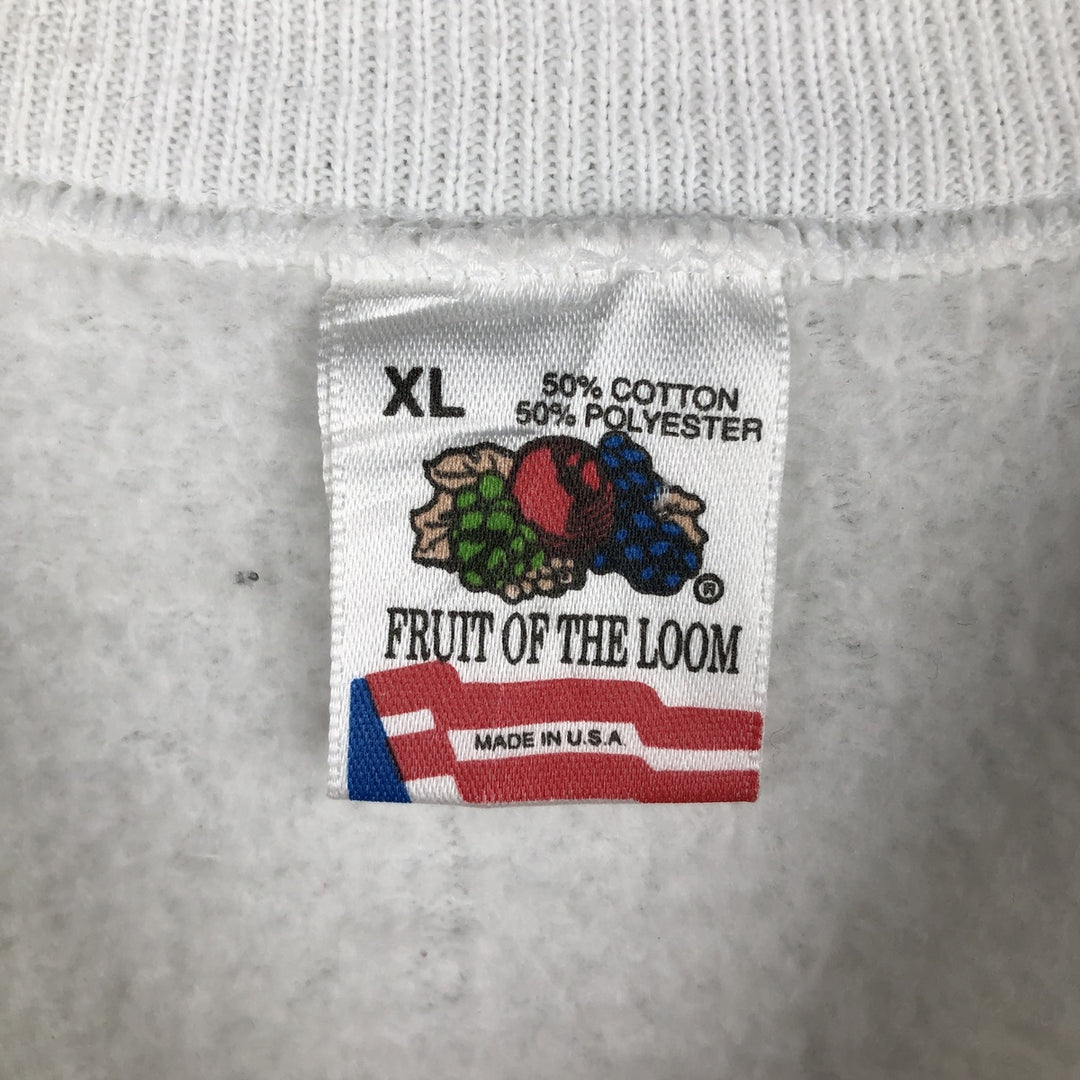 Fruit of the Loom printed sweatshirt, made in the USA, men's size XL cotton white type Vintage Second Hand