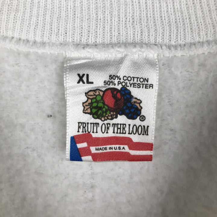 Fruit of the Loom printed sweatshirt, made in the USA, men's size XL cotton white type Vintage Second Hand