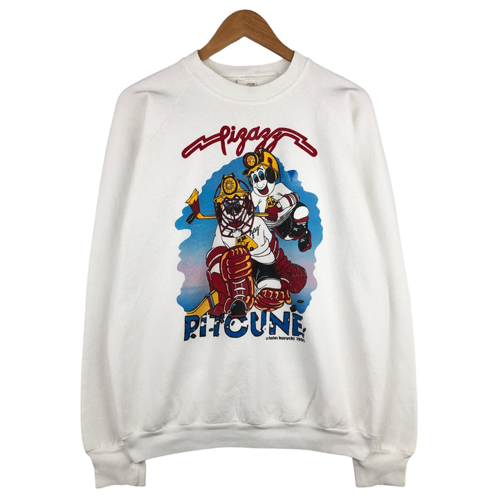 Vintage 90'S Fruit of the Loom print sweatshirt, made in Canada, men's size XL cotton white type Vintage Second Hand