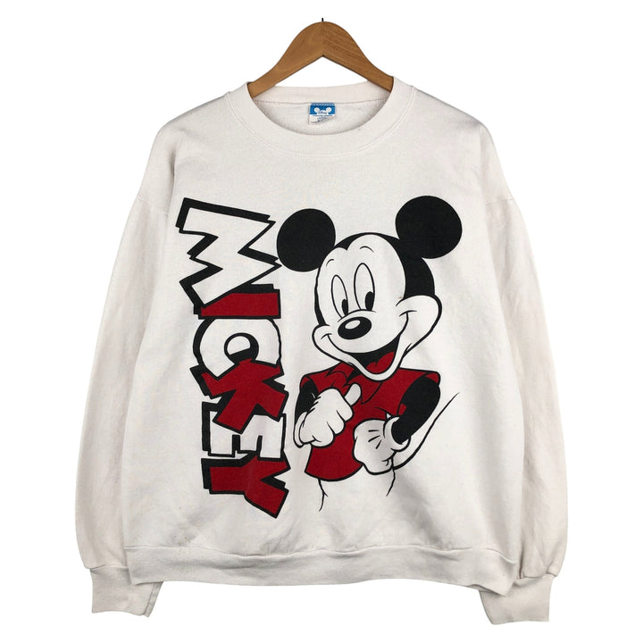 80'S Disney Mickey Mouse character sweatshirt, sweatshirt, made in USA, men's XL size, vintage cotton white type Vintage Second Hand
