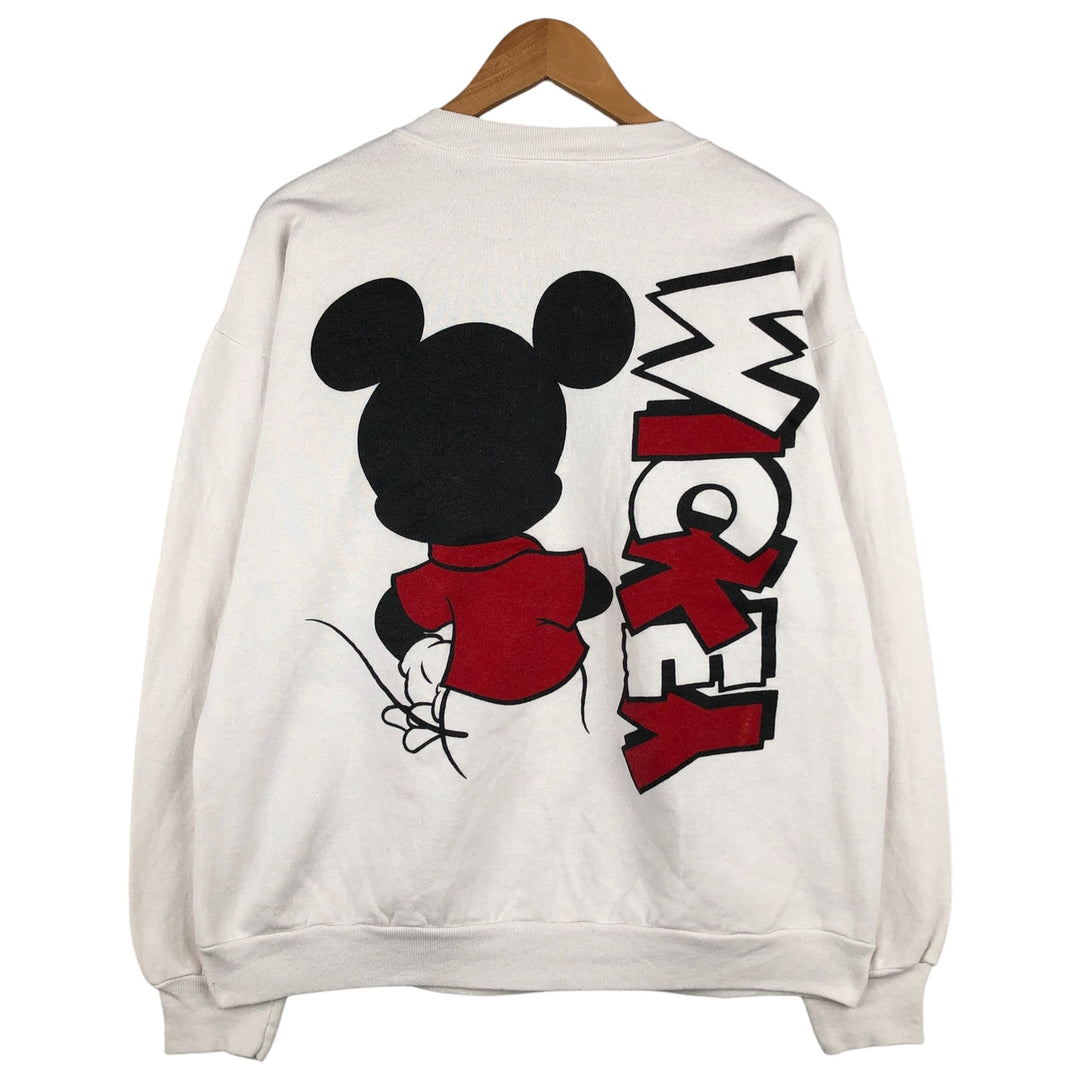 80'S Disney Mickey Mouse character sweatshirt, sweatshirt, made in USA, men's XL size, vintage cotton white type Vintage Second Hand