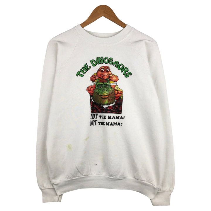 Vintage 1980'S Fruit of the Loom Dinosaur character sweatshirt, made in the USA, men's size XL cotton white type Vintage Second Hand