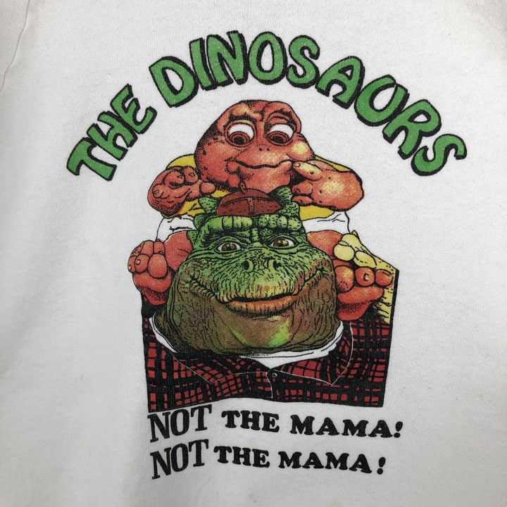 Vintage 1980'S Fruit of the Loom Dinosaur character sweatshirt, made in the USA, men's size XL cotton white type Vintage Second Hand