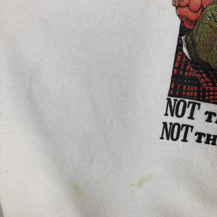Vintage 1980'S Fruit of the Loom Dinosaur character sweatshirt, made in the USA, men's size XL cotton white type Vintage Second Hand