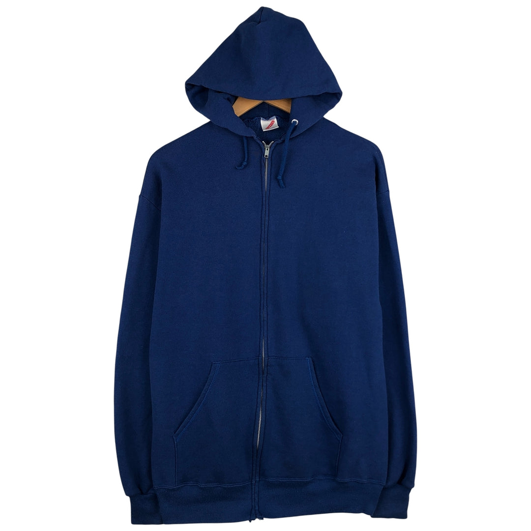 Vintage 80s-90'S Jerzees Full-Zip Hoodie, Made in USA, Men's XL cotton blue type Vintage Second Hand