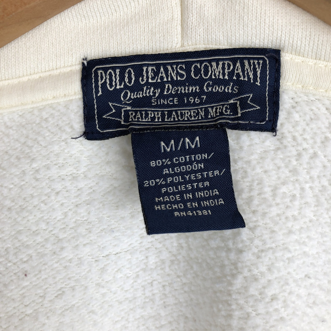 Ralph Lauren Polo Jeans Company full-zip sweatshirt hoodie, size M cotton unbleached Vintage Second Hand