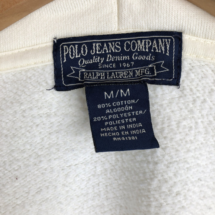 Ralph Lauren Polo Jeans Company full-zip sweatshirt hoodie, size M cotton unbleached Vintage Second Hand