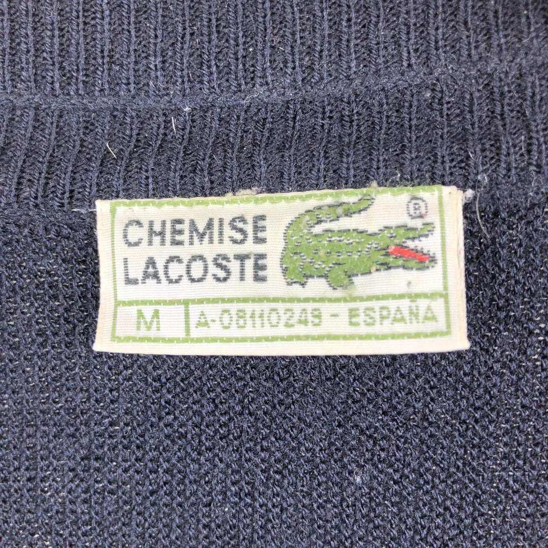 Vintage 70s-80'S Lacoste Chemise acrylic knit cardigan, men's size M acrylic navy blue type Vintage Second Hand