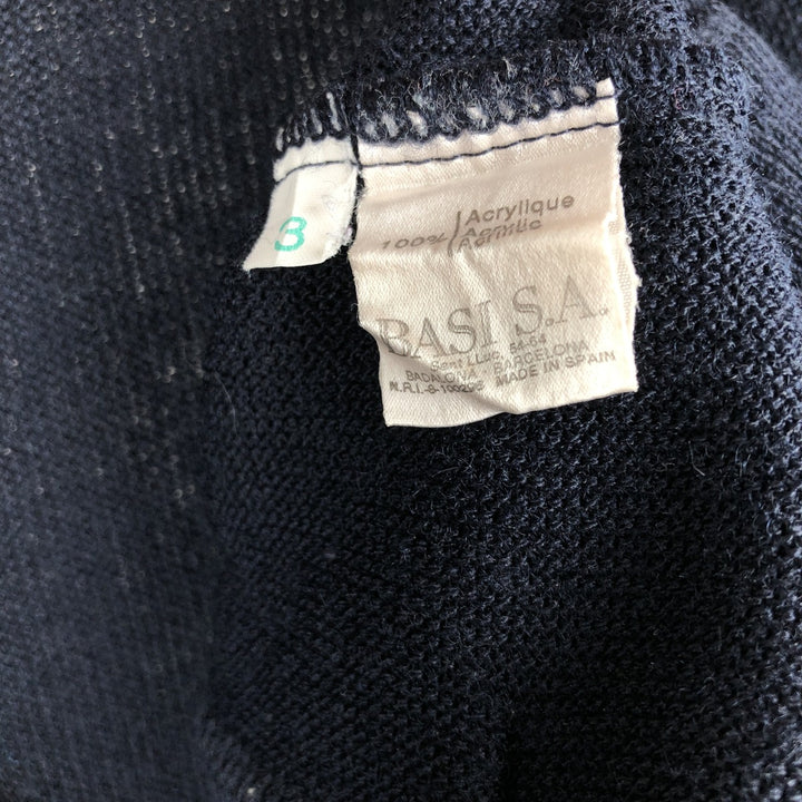 Vintage 70s-80'S Lacoste Chemise acrylic knit cardigan, men's size M acrylic navy blue type Vintage Second Hand
